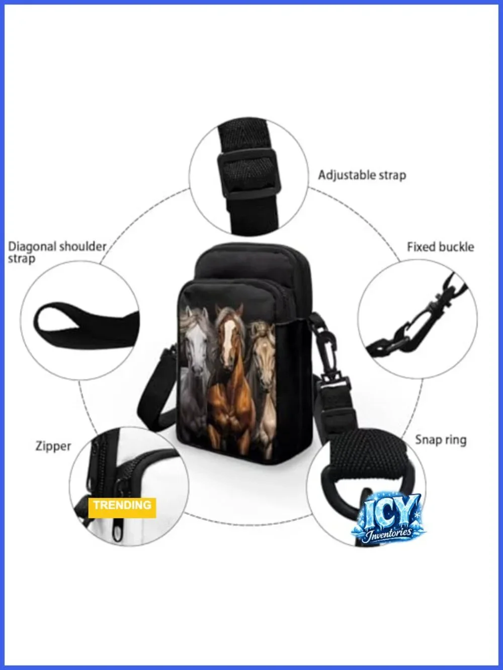 Mini Crossbody Phone Purse for Women, Polyester Messenger Pouch, Adjustable